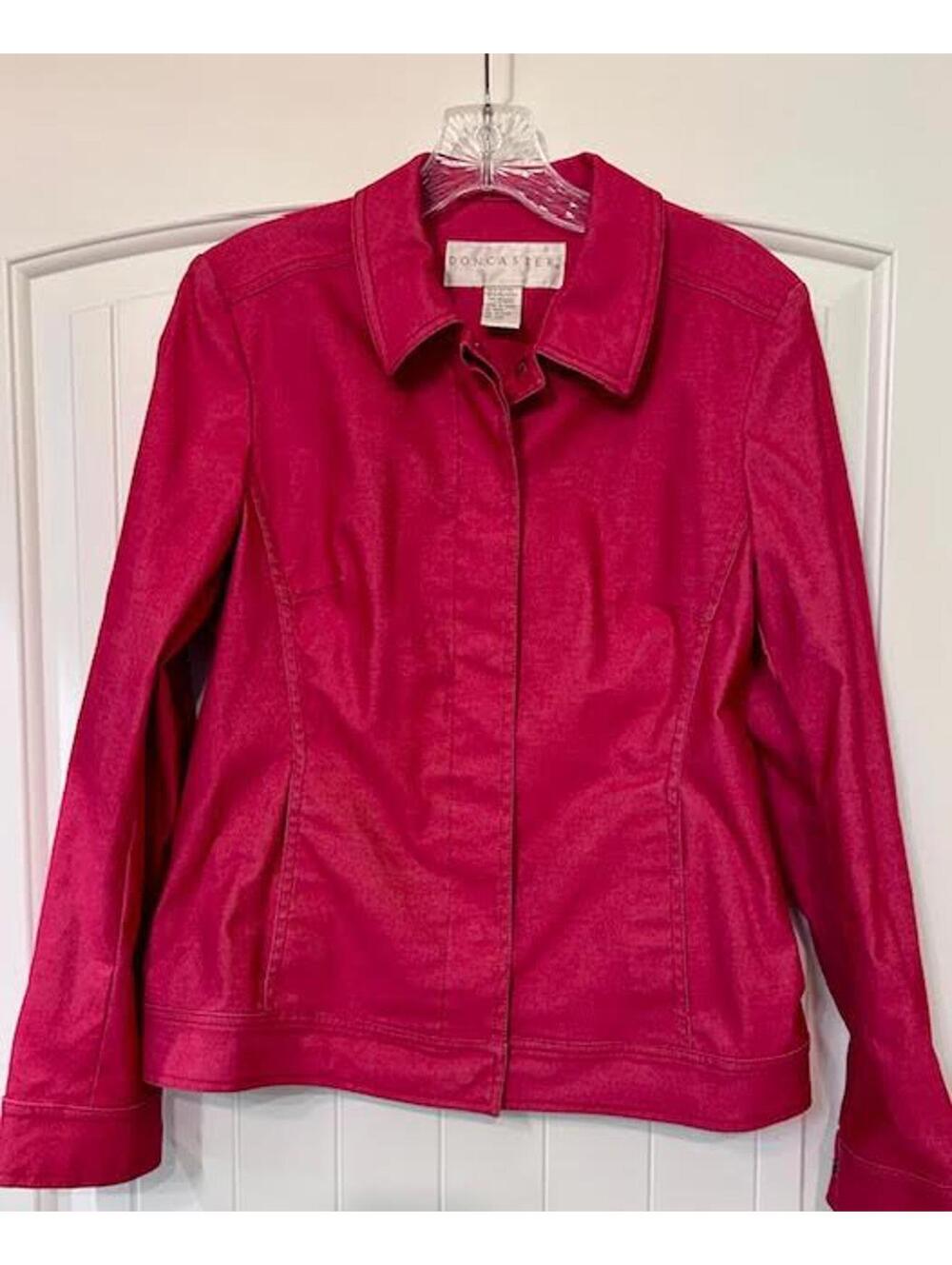 Doncaster Red Denim Snap-Front Jacket Size Small/4 VGUC